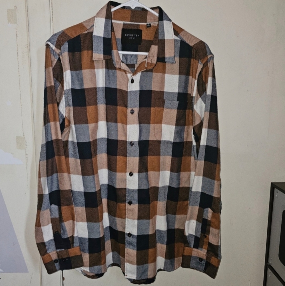 🐣 Level Ten Plaid Flannel Mens Size Medium